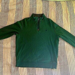 Mens L Polo Forest Green 1/4 Zip Pullover - Excellent Used Condition